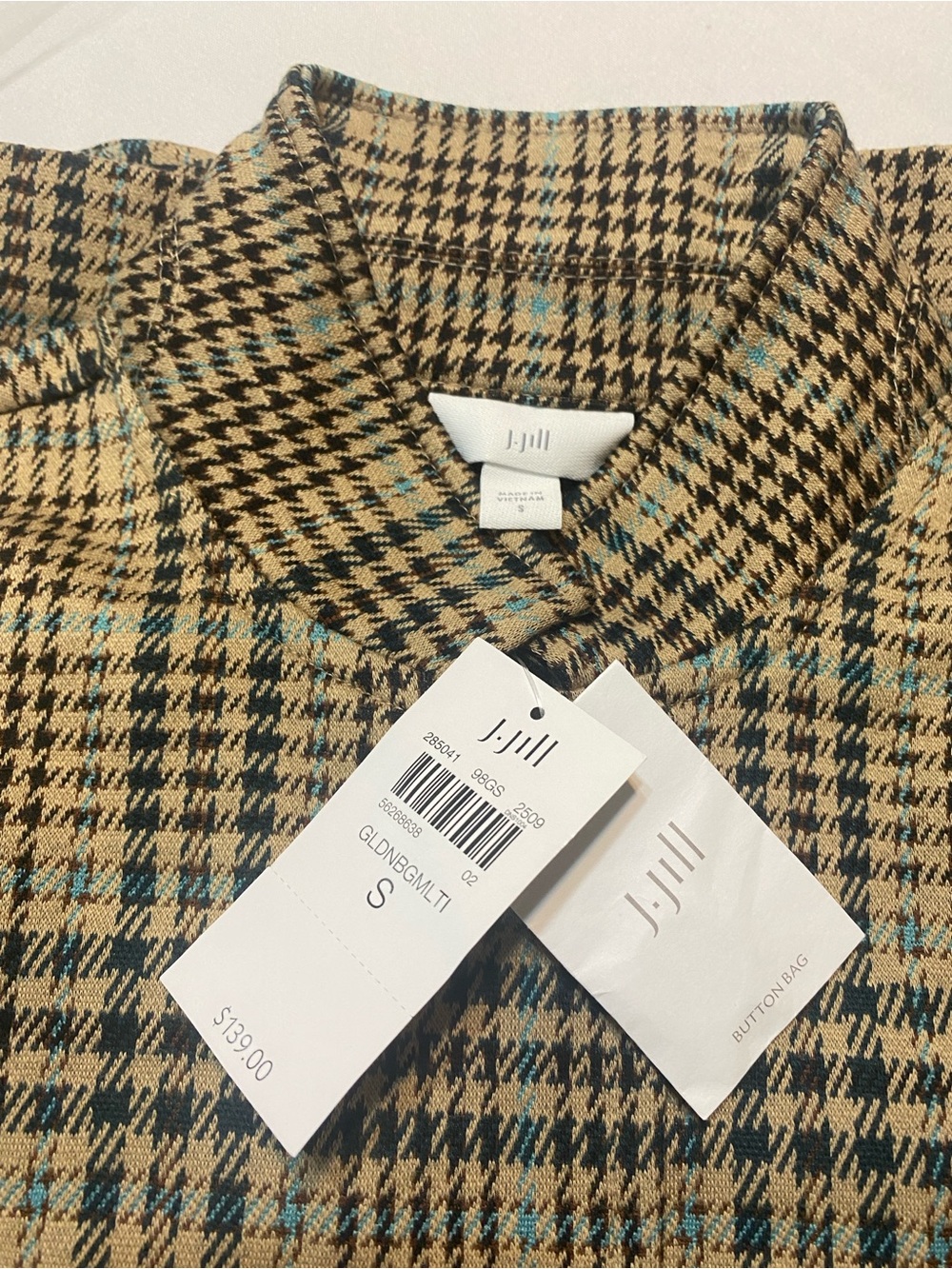 J. Jill Brown and Cream Plaid Knit Blazer-NWT-Small - Picture 3 of 6